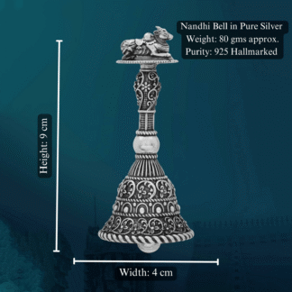 Nandhi Bell in Pure Silver 925 Hallmarked Width:4cm Hei:9cm