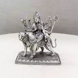 Durga Devi Tiger Pure Silver Idol