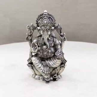 Ganesh Silver Idol with One Leg Down