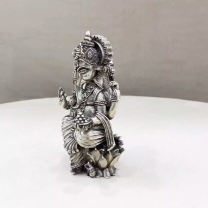 Ganesh Silver Idol with One Leg Down - Image 2