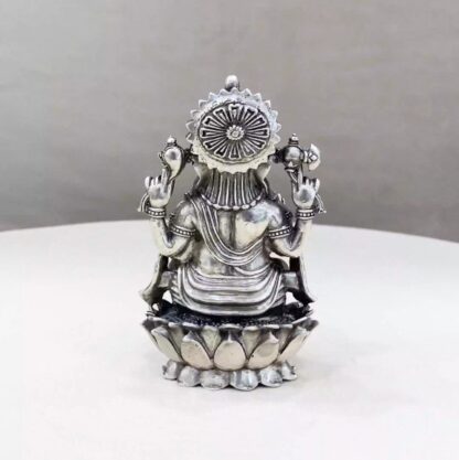 Ganesh Silver Idol with One Leg Down - Image 3