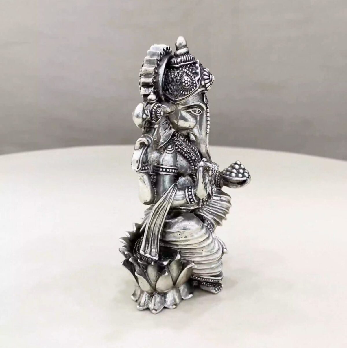 Ganesh Silver Idol with One Leg Down
