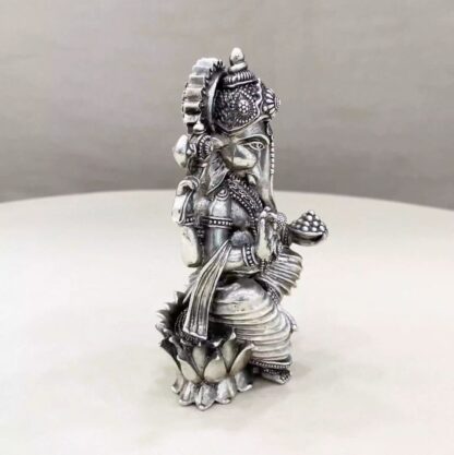 Ganesh Silver Idol with One Leg Down - Image 4