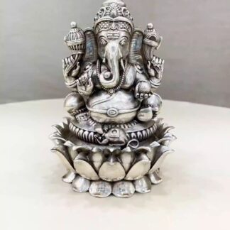 Lord Ganesh Silver Idol both Legs Up