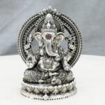Lord Ganesh Silver Idol with Back Arch