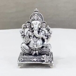 Lord Ganesh Peetam Pure Silver Idol