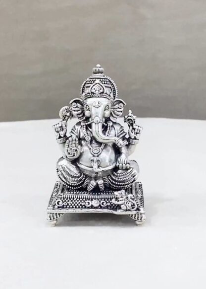 Lord Ganesh Peetam Pure Silver Idol