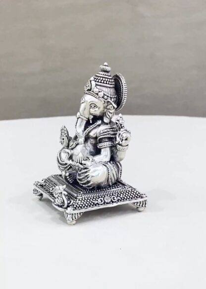 Lord Ganesh Peetam Pure Silver Idol - Image 2