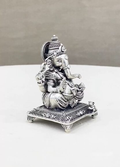 Lord Ganesh Peetam Pure Silver Idol - Image 4