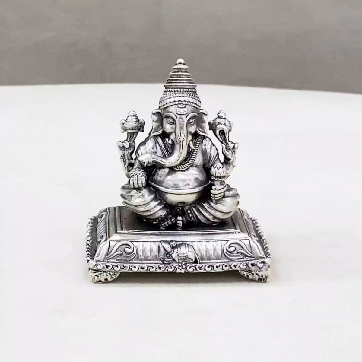 Pure Silver Ganesha Peetam Idol - Image 1