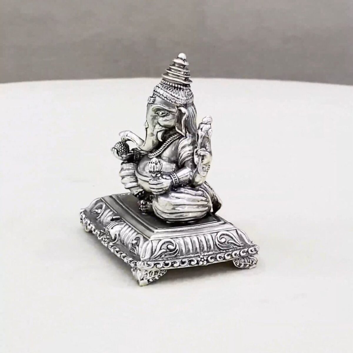 Pure Silver Ganesha Peetam Idol - Image 4