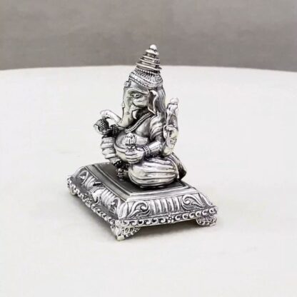 Pure Silver Ganesha Peetam Idol - Image 4