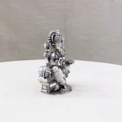 Ganesh Singhasan Pure Silver Idol - Image 2