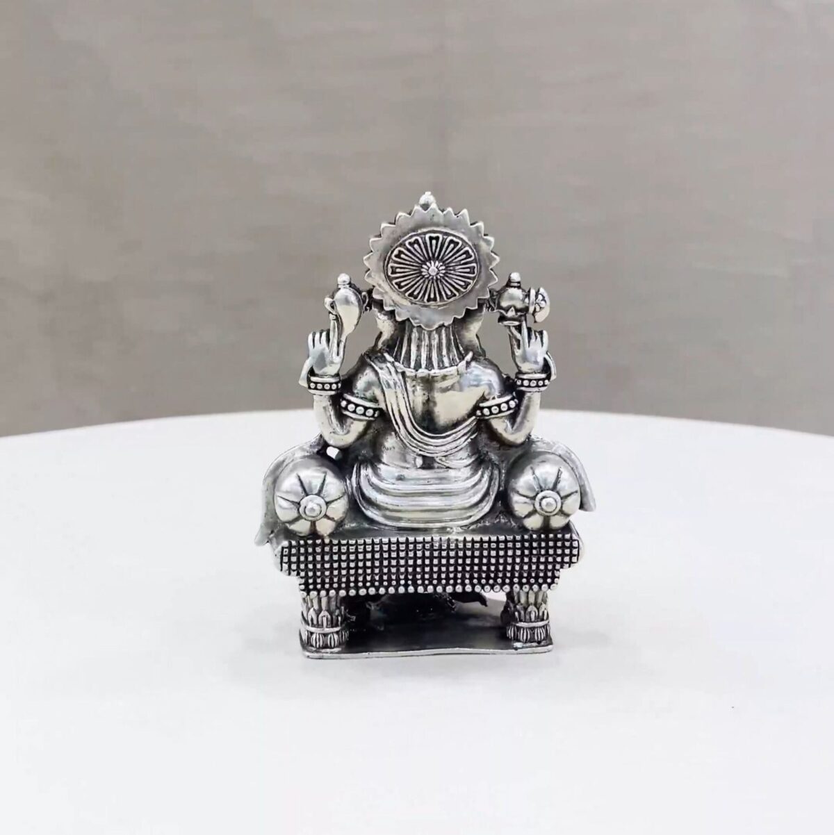 Ganesh Singhasan Pure Silver Idol
