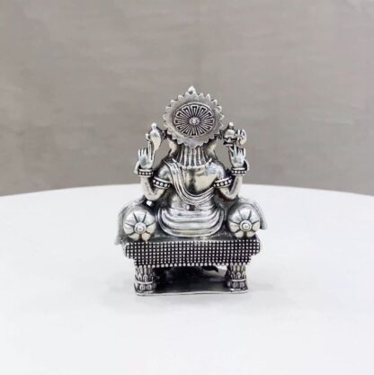 Ganesh Singhasan Pure Silver Idol - Image 3