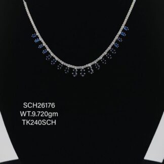Blue &Silver Beads Necklace in Sterling Silver
