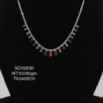 Multicoloured Stones Necklace in Sterling Silver