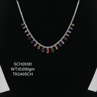 Multicoloured Stones Necklace in Sterling Silver