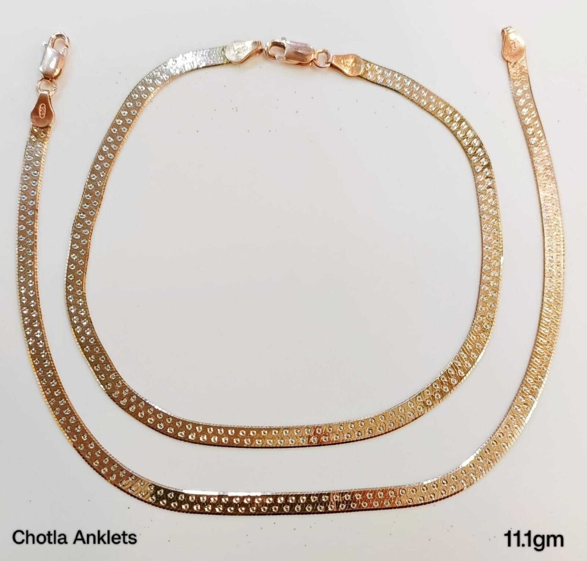 Chotila Rose Colour Payal/Anklet in Pure 925 Silver BIS Hallmarked - Image 1