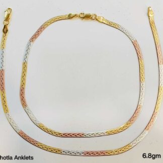 Chotila Tri Colour Payal/Anklet in Pure 925 Silver BIS Hallmarked