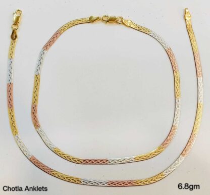 Chotila Tri Colour Payal/Anklet in Pure 925 Silver BIS Hallmarked