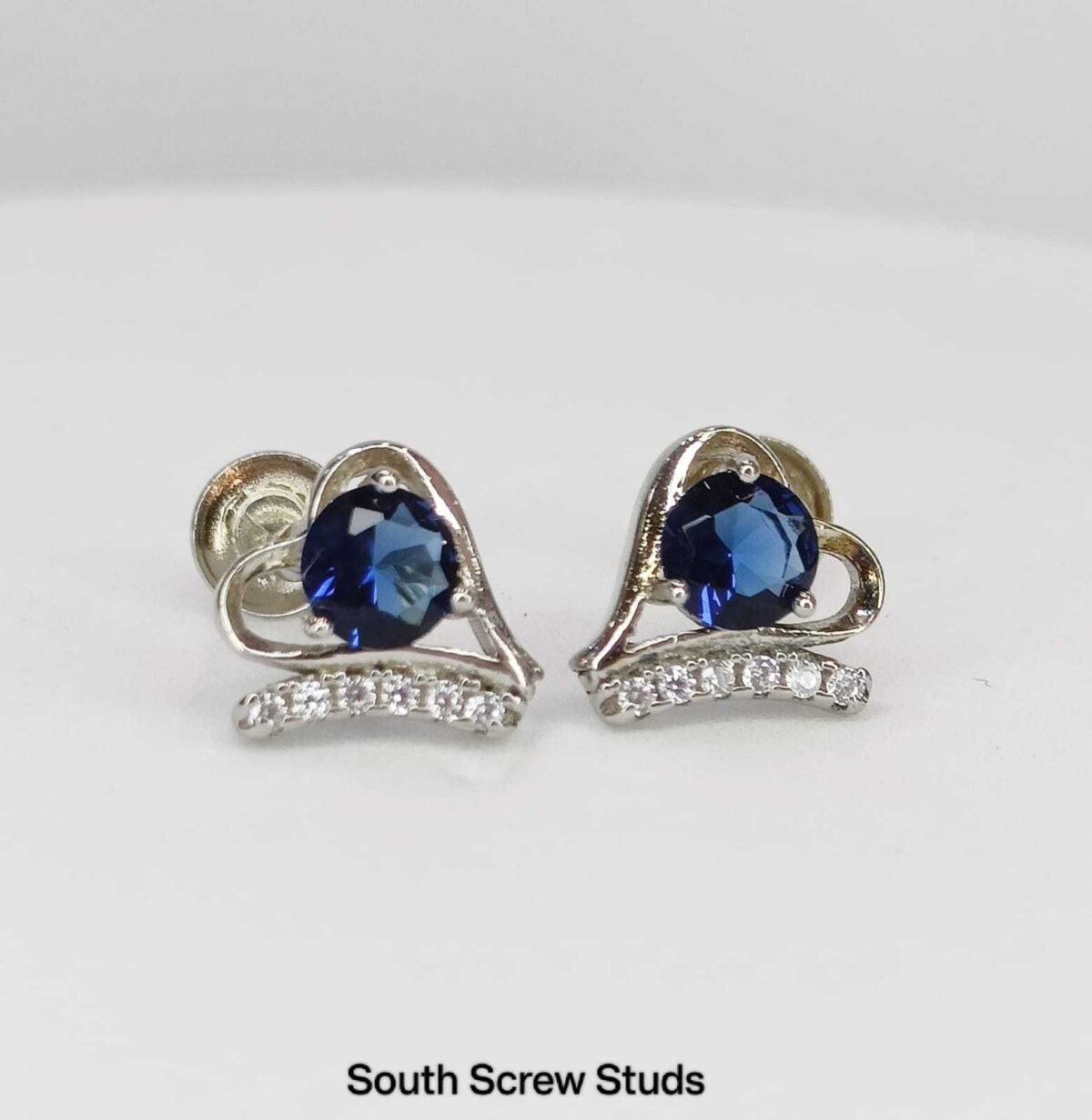 Blue Solitaire Earrings in Sterling Silver Pure 925 BIS Hallmarked