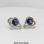 Blue Solitaire Earrings in Sterling Silver Pure 925 BIS Hallmarked