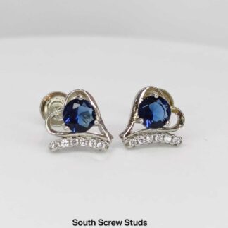 Blue Solitaire Earrings in Sterling Silver Pure 925 BIS Hallmarked