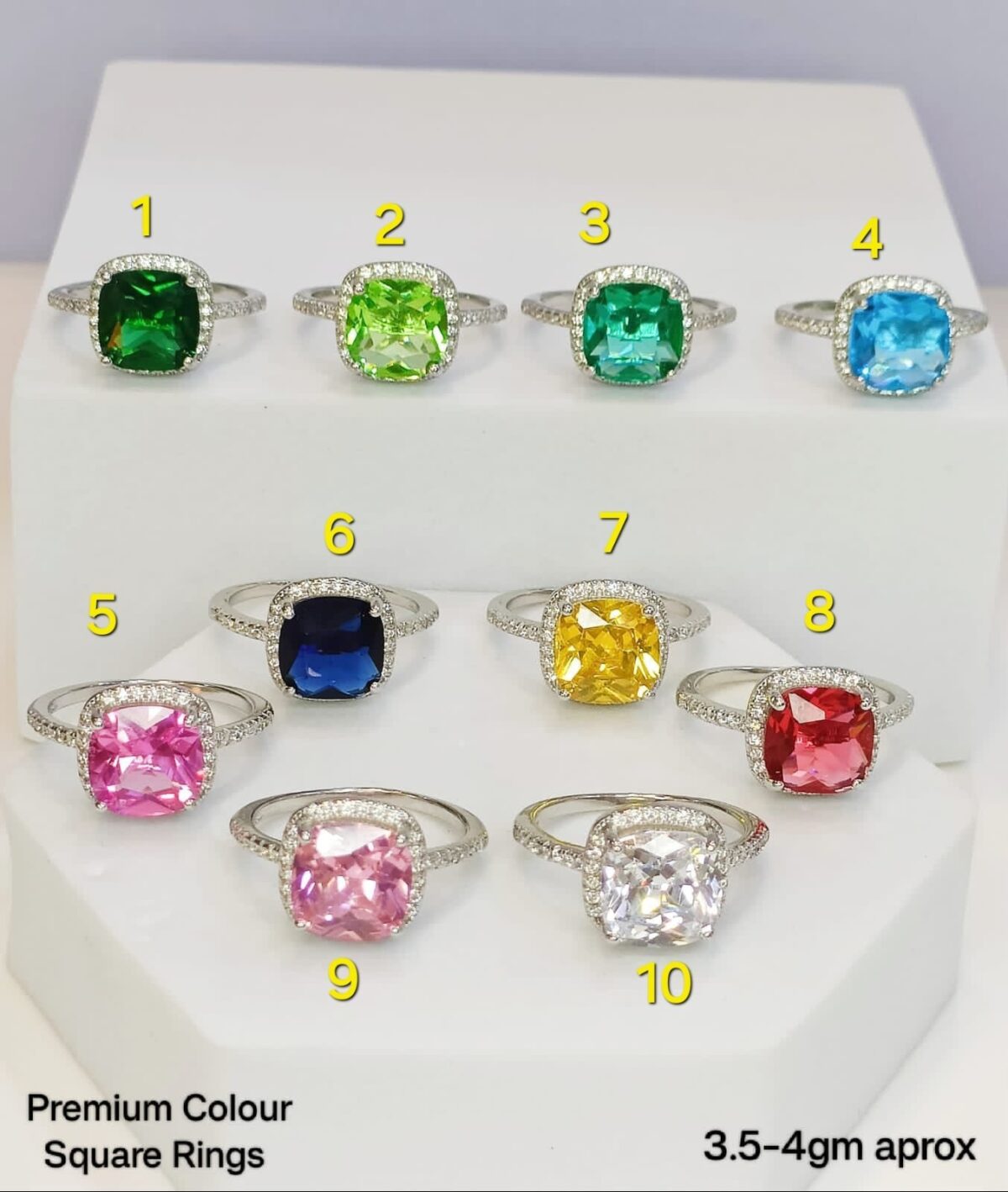 Ladies Coloured Stone Ring in Sterling Silver Pure 925 BIS Hallmarked - Image 1