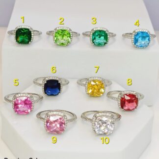 Ladies Coloured Stone Ring in Sterling Silver Pure 925 BIS Hallmarked