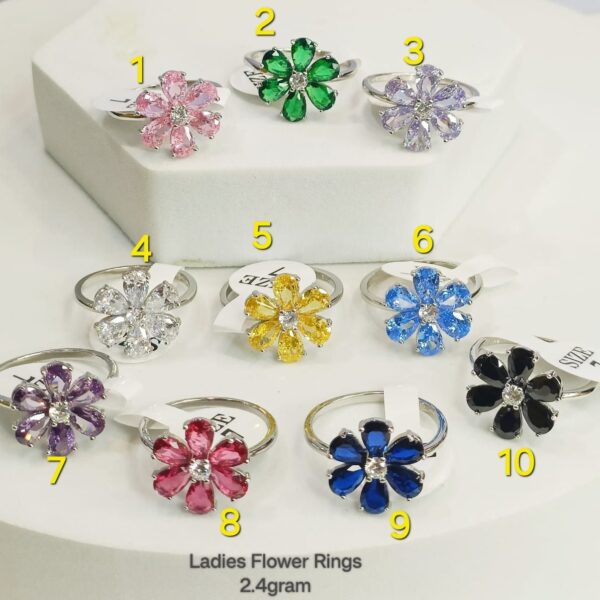 Ladies Flower Ring in Sterling Silver Pure 925 BIS Hallmarked