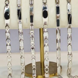 MOP Mens CZ Bracelet in Sterling Silver Pure 925 BIS Hallmarked