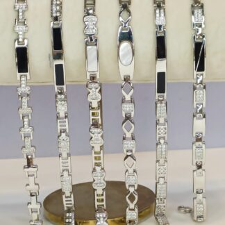 MOP Mens CZ Bracelet in Sterling Silver Pure 925 BIS Hallmarked
