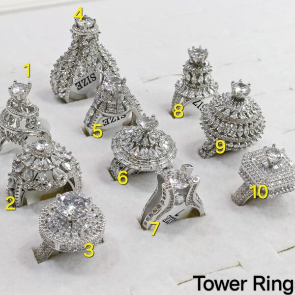 Ladies Tower Ring in Sterling Silver Pure 925 BIS Hallmarked