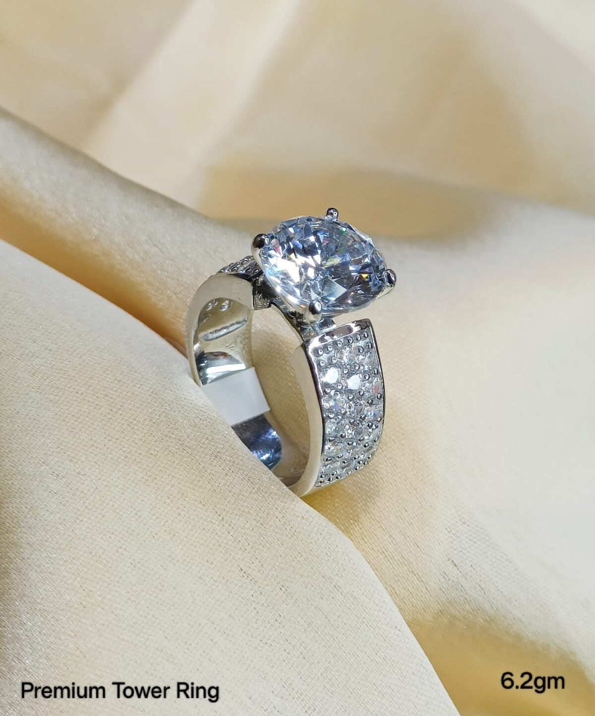 Ladies Tower Ring in Sterling Silver Pure 925 BIS Hallmarked - Image 1