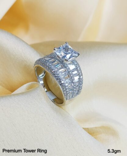 Ladies Tower Ring in Sterling Silver Pure 925 BIS Hallmarked