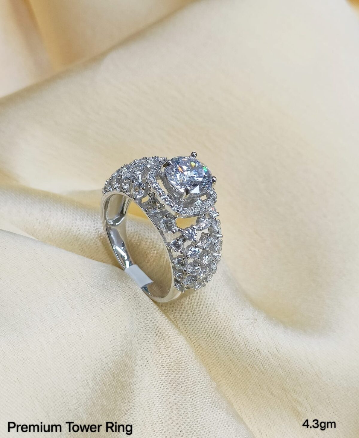 Ladies Tower Ring in Sterling Silver Pure 925 BIS Hallmarked