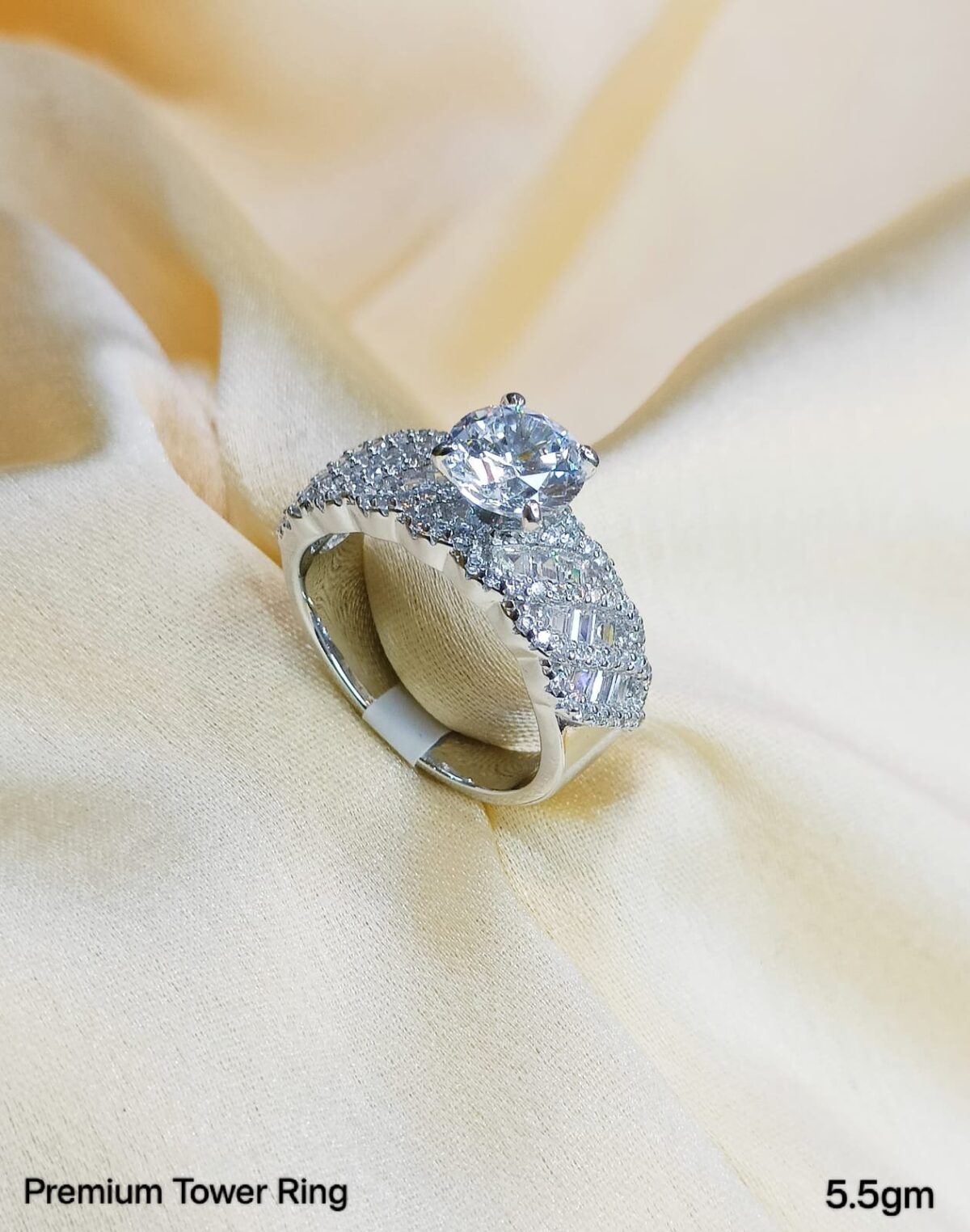 Ladies Tower Ring in Sterling Silver Pure 925 BIS Hallmarked
