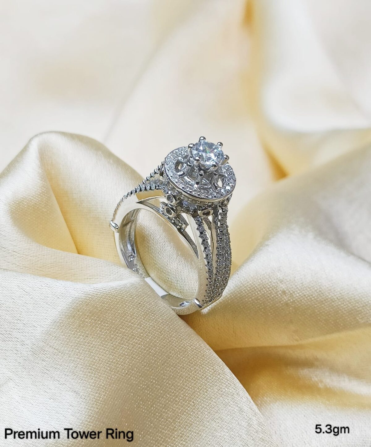 Ladies Tower Ring in Sterling Silver Pure 925 BIS Hallmarked - Image 1
