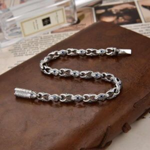 Men's Turkey Bracelets with Blue Stone in Sterling Silver Pure 925 BIS Hallmarked