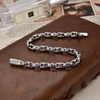 Men's Turkey Bracelets with Blue Stone in Sterling Silver Pure 925 BIS Hallmarked