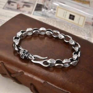 Men's Skull Turkey Bracelets in Sterling Silver Pure 925 BIS Hallmarked