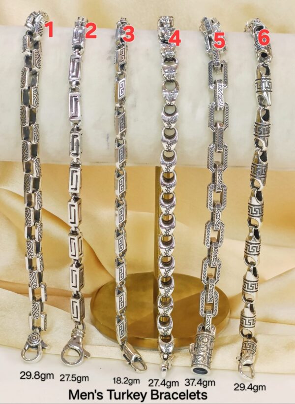 Men's Turkey Bracelets in Sterling Silver Pure 925 BIS Hallmarked