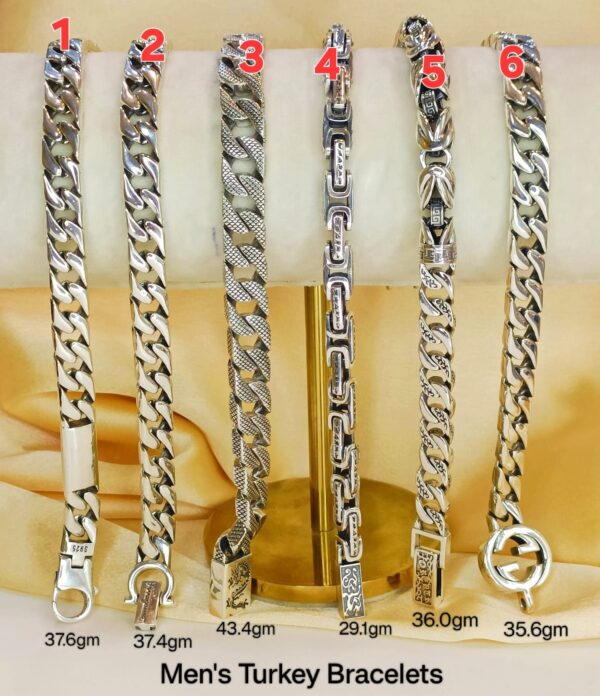 Men's Turkey Bracelets in Sterling Silver Pure 925 BIS Hallmarked