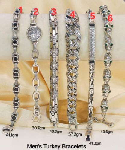 Men's Turkey Bracelets in Sterling Silver Pure 925 BIS Hallmarked
