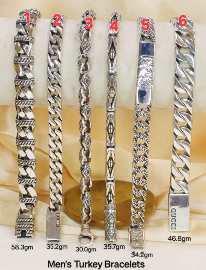 Men's Turkey Bracelets in Sterling Silver Pure 925 BIS Hallmarked