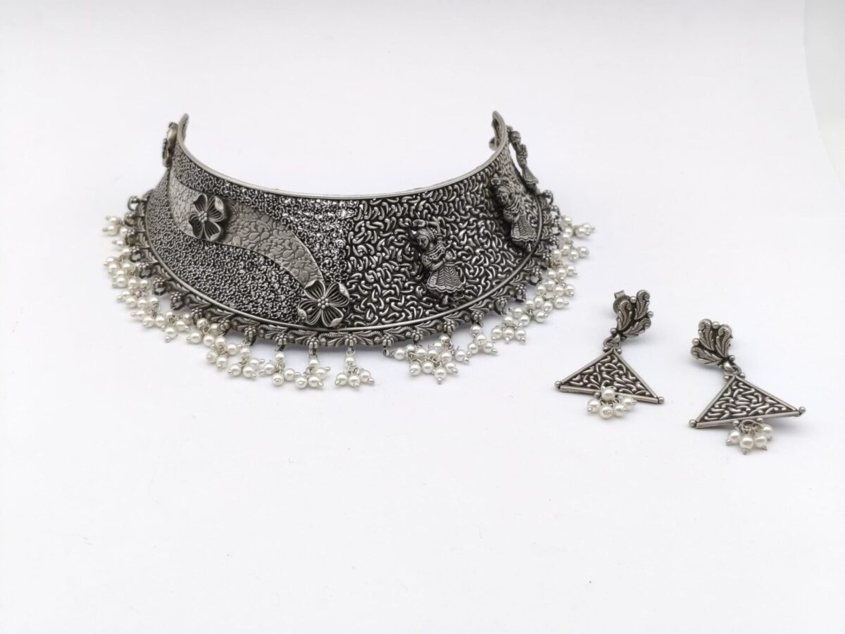Choker Silver with Earrings in Pure Silver 925 BIS Hallmarked - Image 2