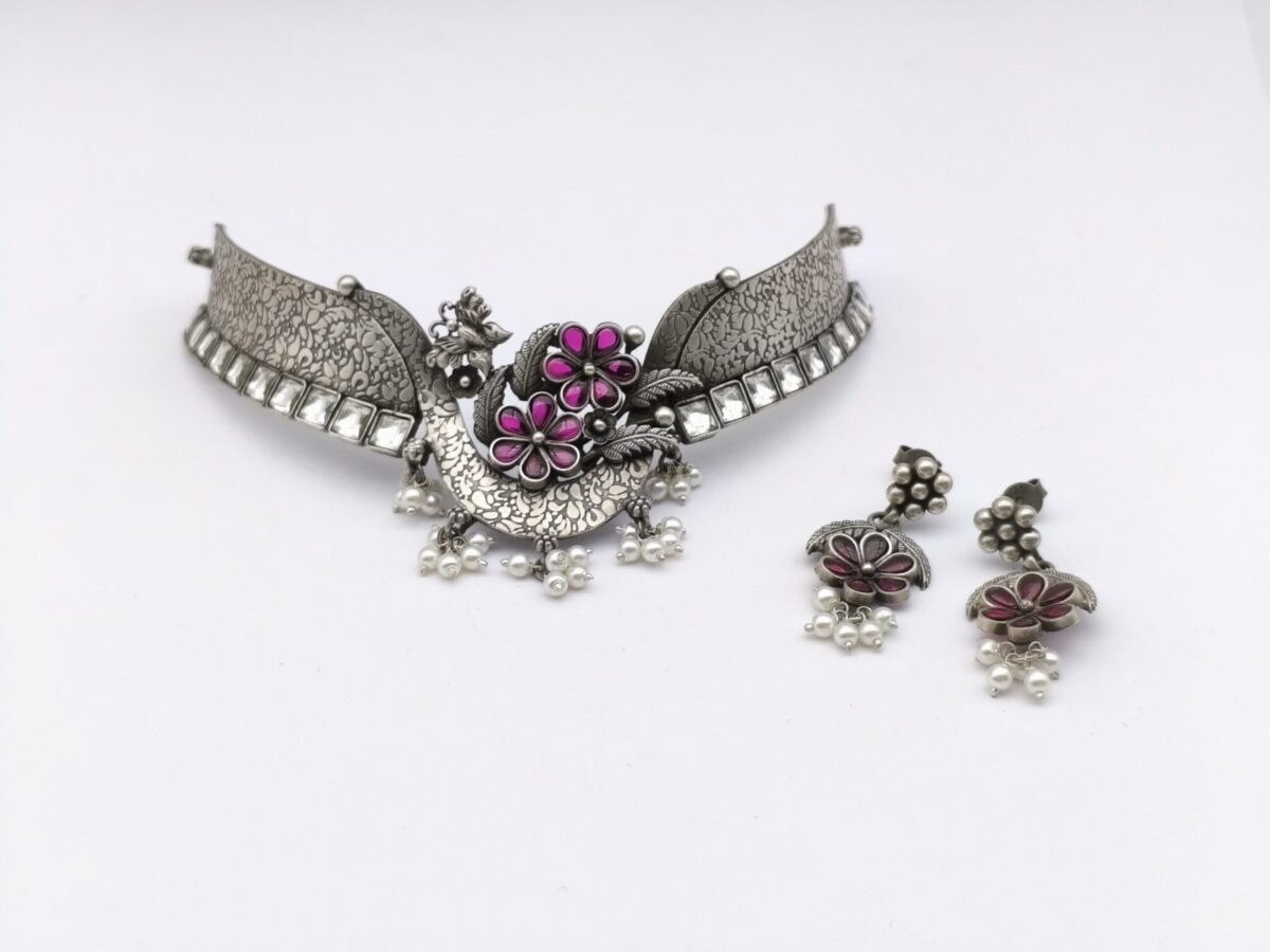 Choker Silver with Earrings in Pure Silver 925 BIS Hallmarked - Image 2