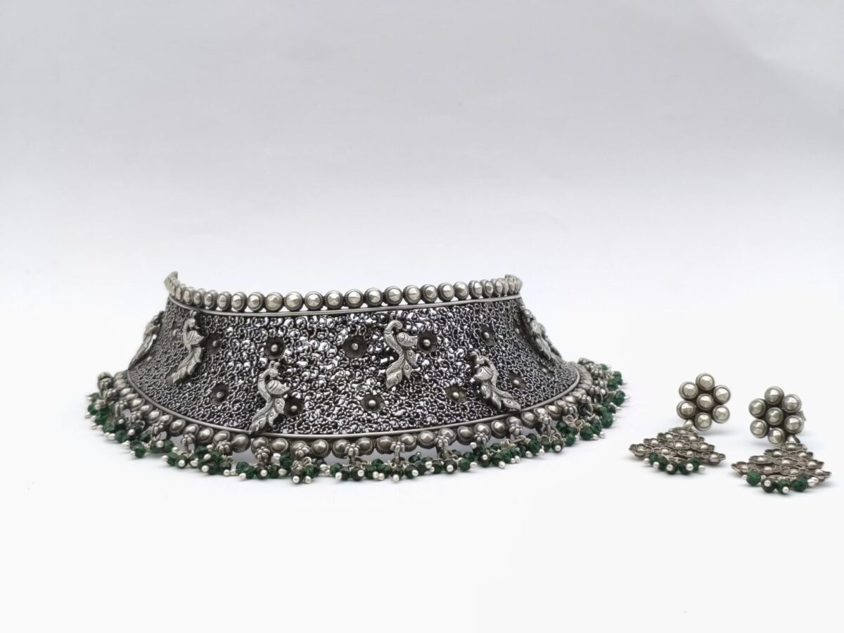 Choker Silver with Earrings in Pure Silver 925 BIS Hallmarked