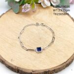 Ladies Blue Square Bracelet in Sterling Silver Pure 925 BIS Hallmarked